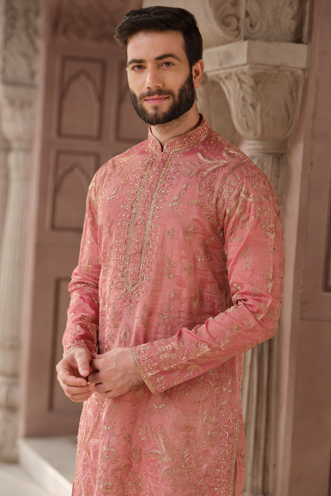 Fuchsia Gold Banarasi Tissue Kurta