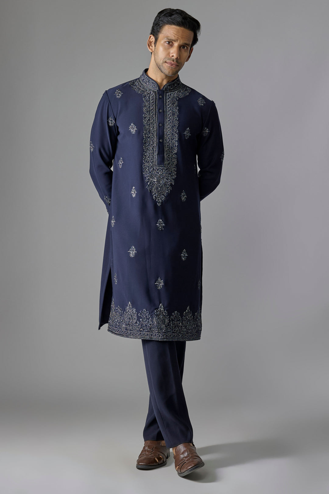 Blue Embellished Craft Kurta Set