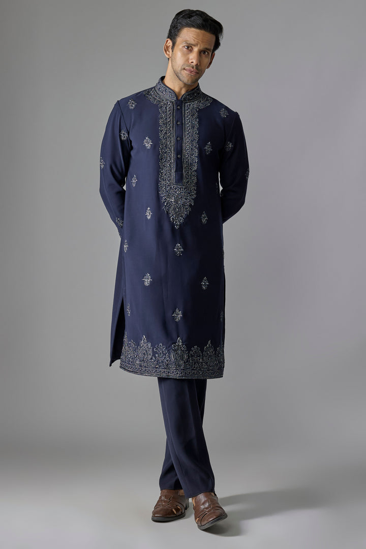Blue Embellished Craft Kurta Set