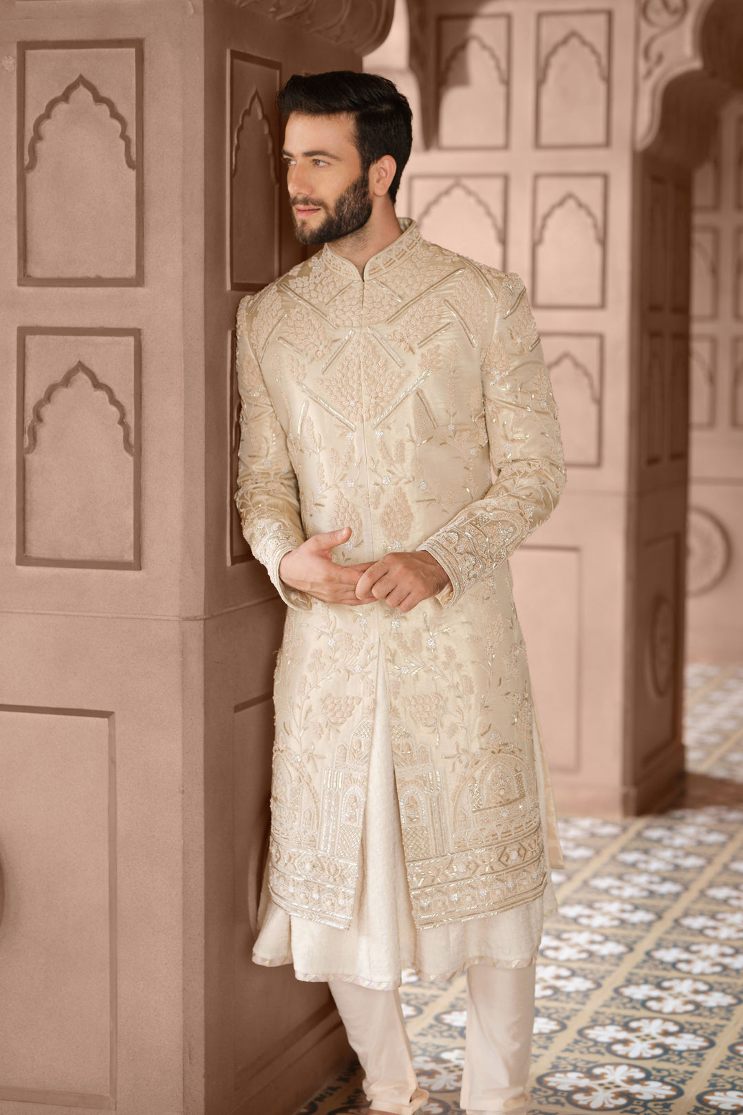 Gilded Handcrafted Tissue Sherwani