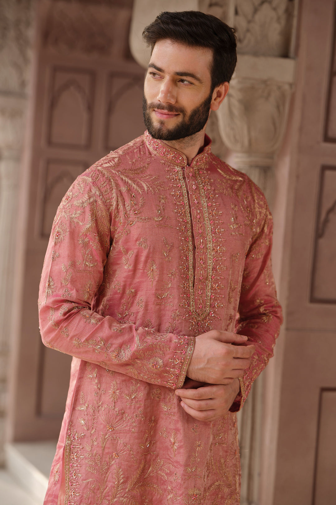 Fuchsia Gold Banarasi Tissue Kurta