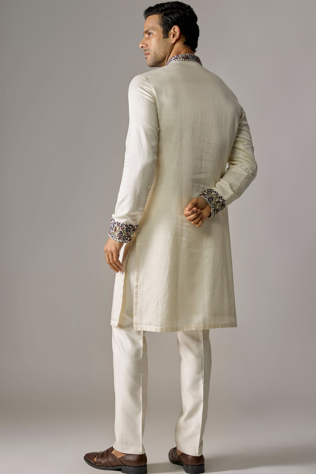 Cream Zari Slub Kurta Set