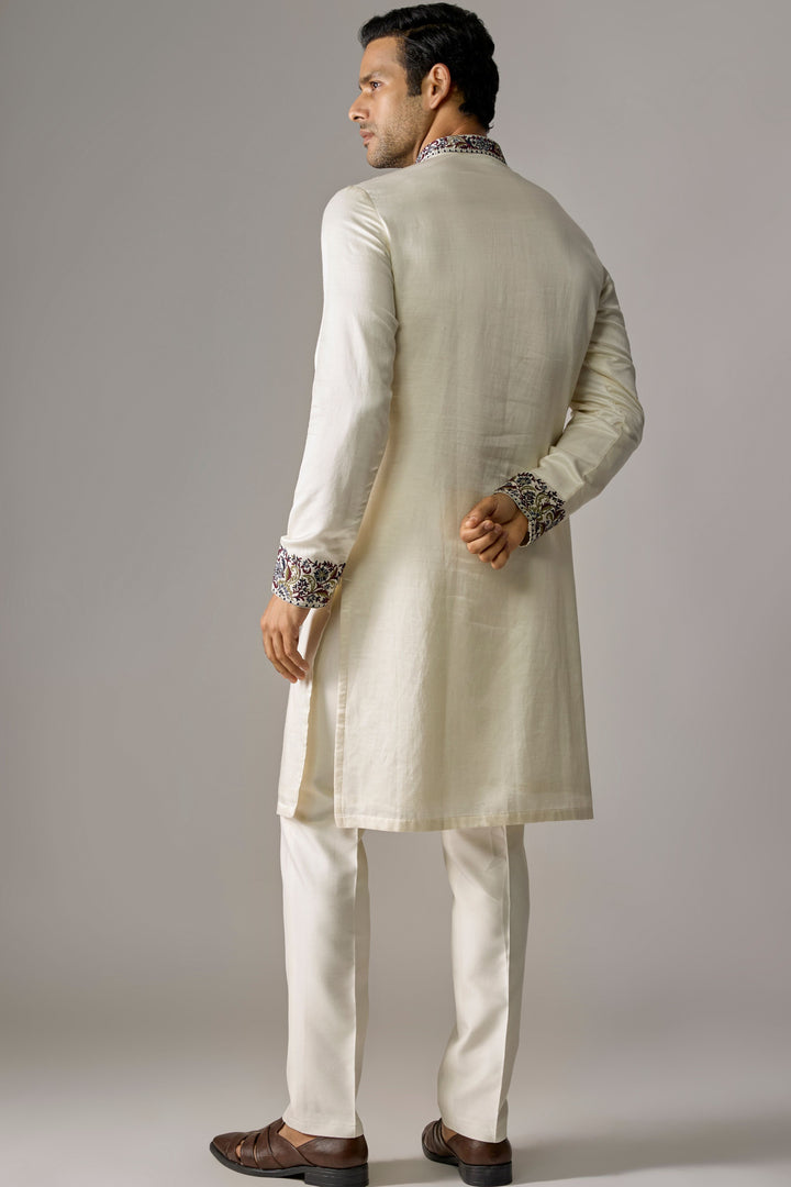 Cream Zari Slub Kurta Set