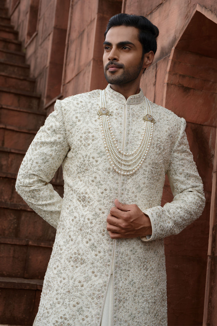 Sage Accented Gold Sherwani