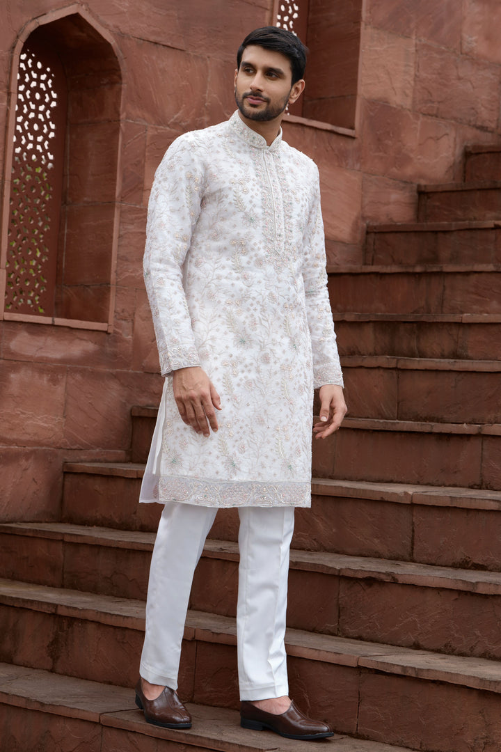 Ivory Blush Organza Sheer Kurta
