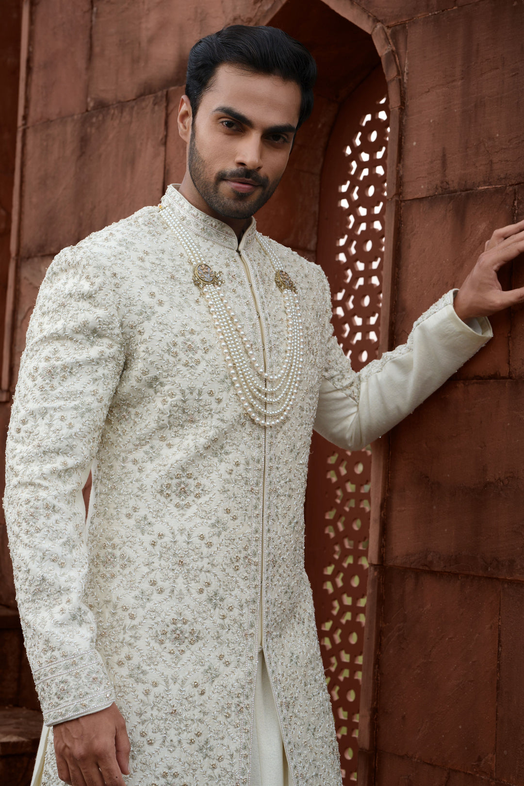 Sage Accented Gold Sherwani