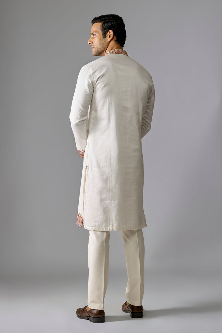 White Satin Shimmer Kurta Set