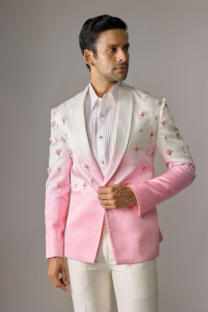 Pink Crafted Silk Suit
