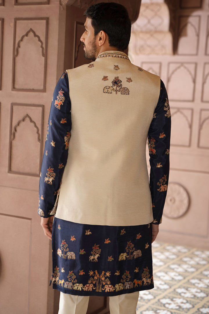 Gold Heritage Motif Bundi Kurta