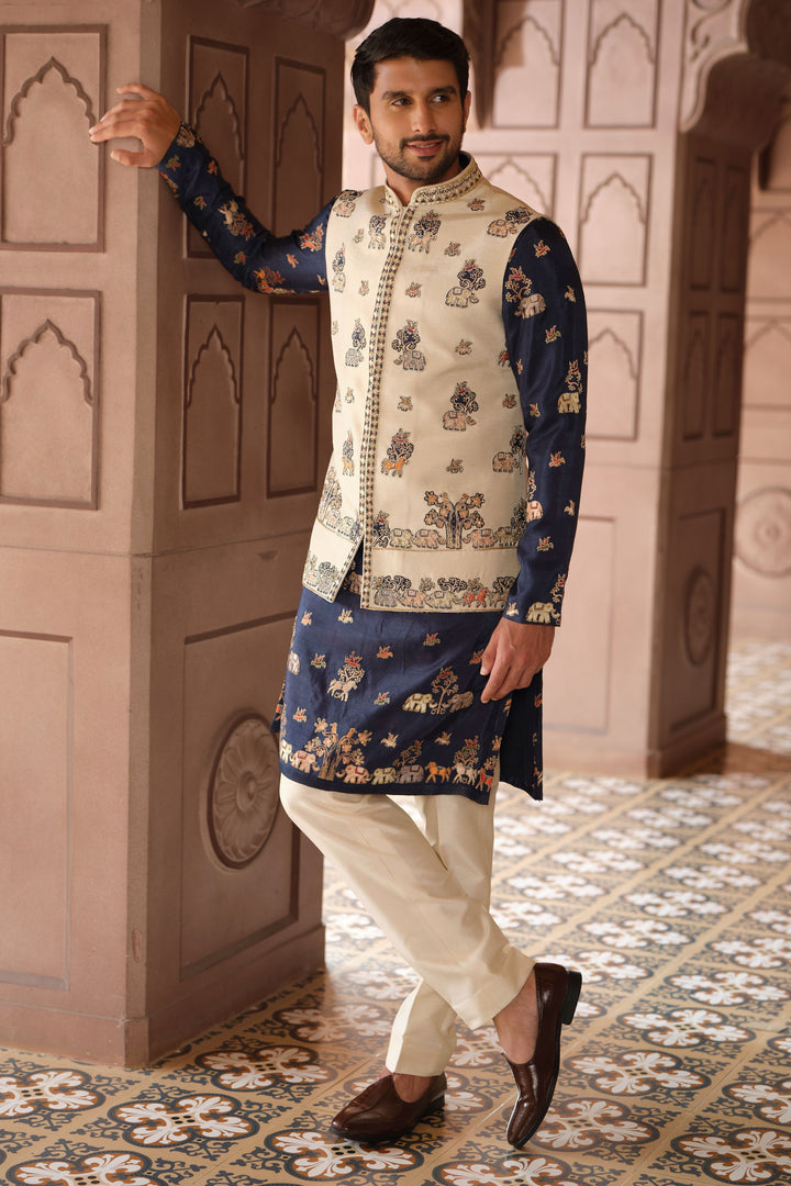 Gold Heritage Motif Bundi Kurta