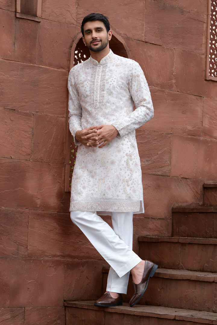 Ivory Blush Organza Sheer Kurta