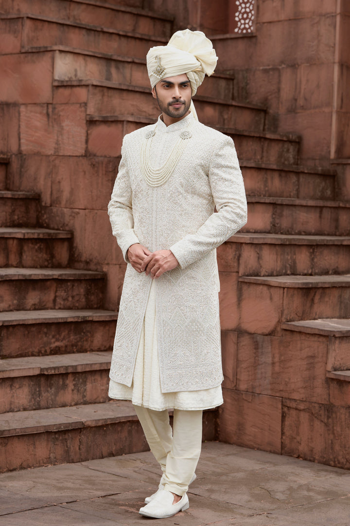 Auric Geometry Blossom Sherwani