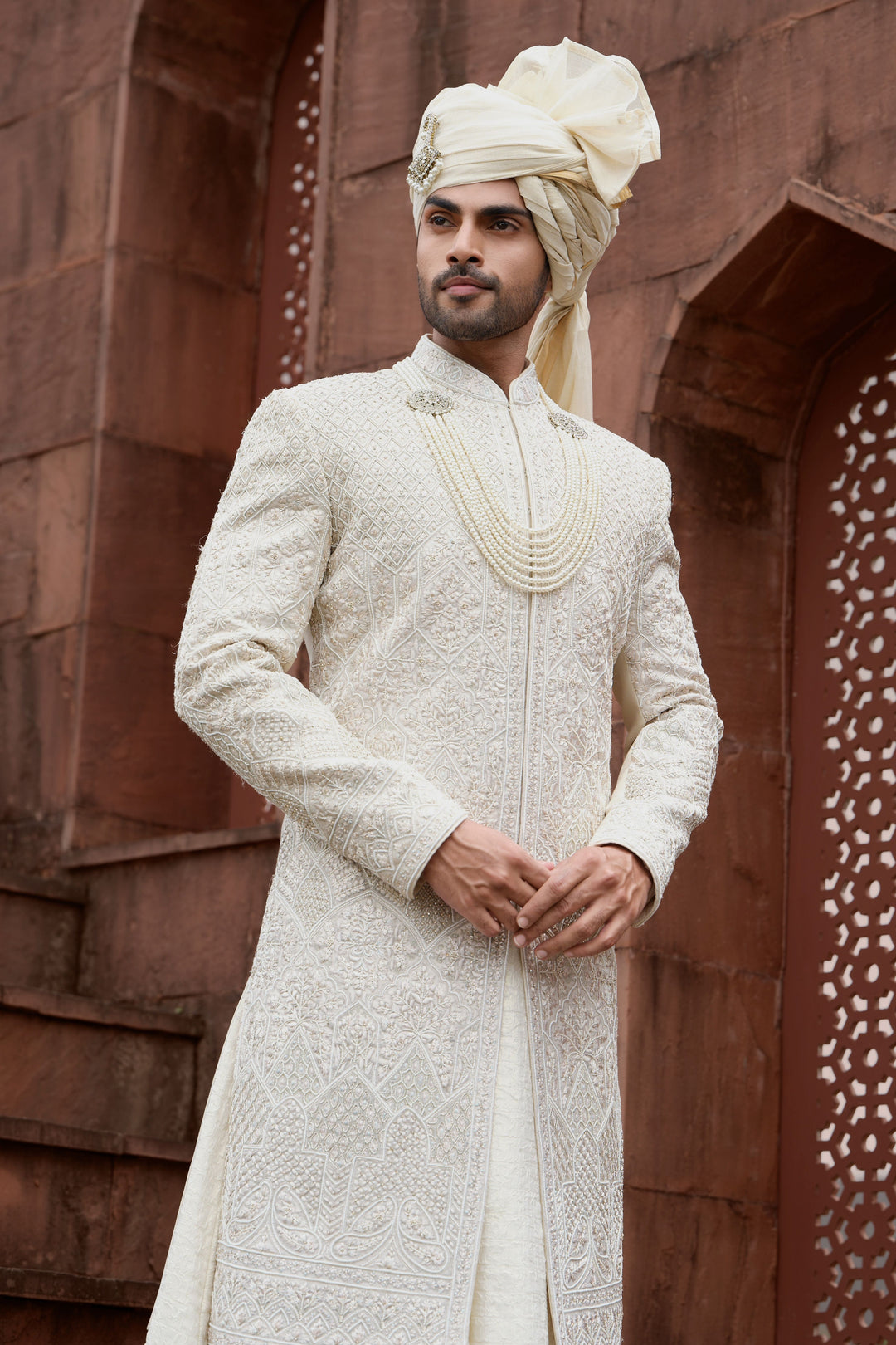 Auric Geometry Blossom Sherwani