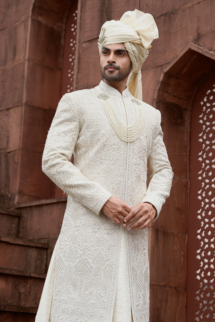 Auric Geometry Blossom Sherwani
