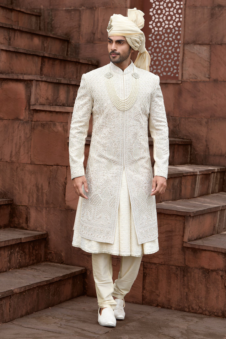 Auric Geometry Blossom Sherwani