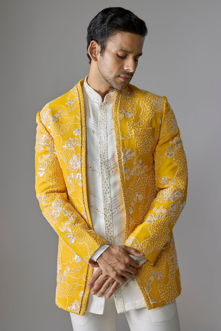 Yellow Embellished Radiant Indo-Western