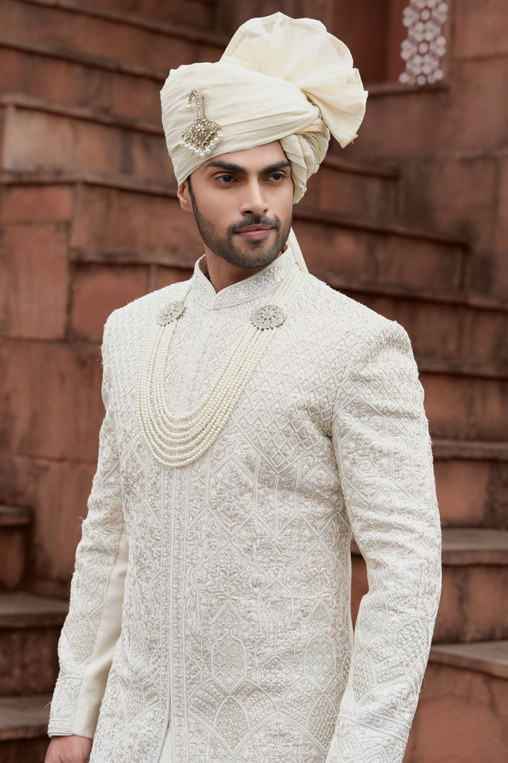 Auric Geometry Blossom Sherwani