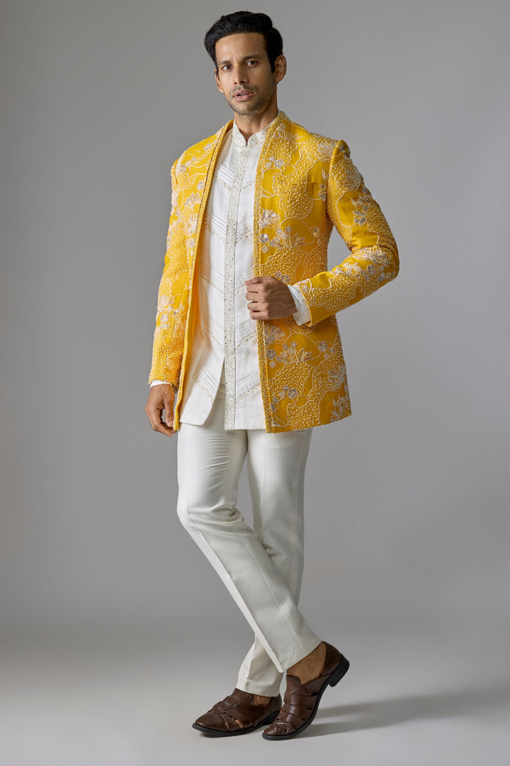 Yellow Embellished Radiant Indo-Western