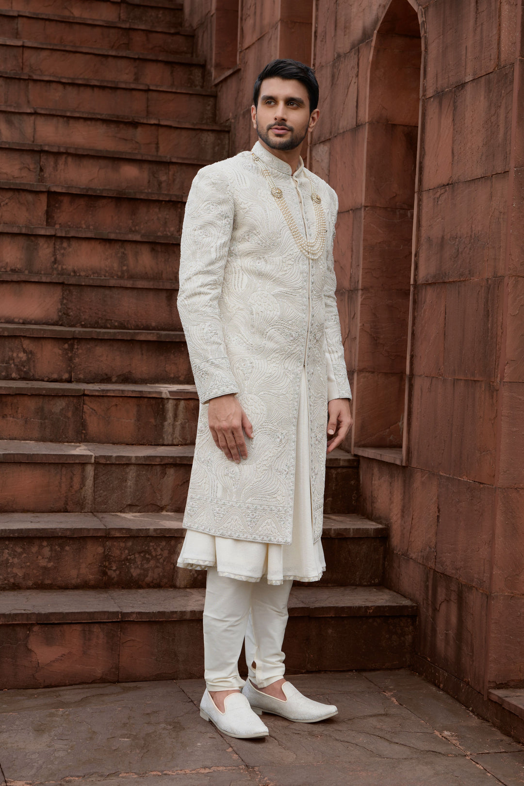 Gilded Abstract Silk Sherwani