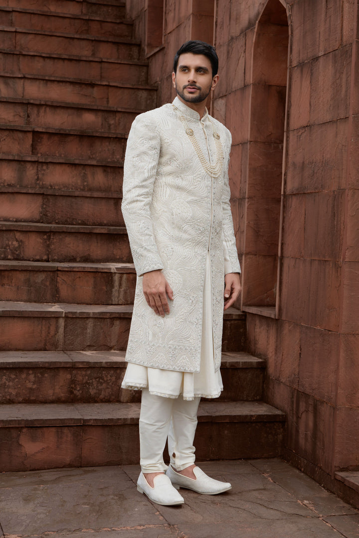 Gilded Abstract Silk Sherwani