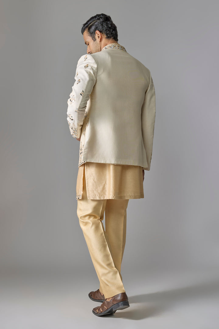 Cream Tissue Mirror Indo-Western