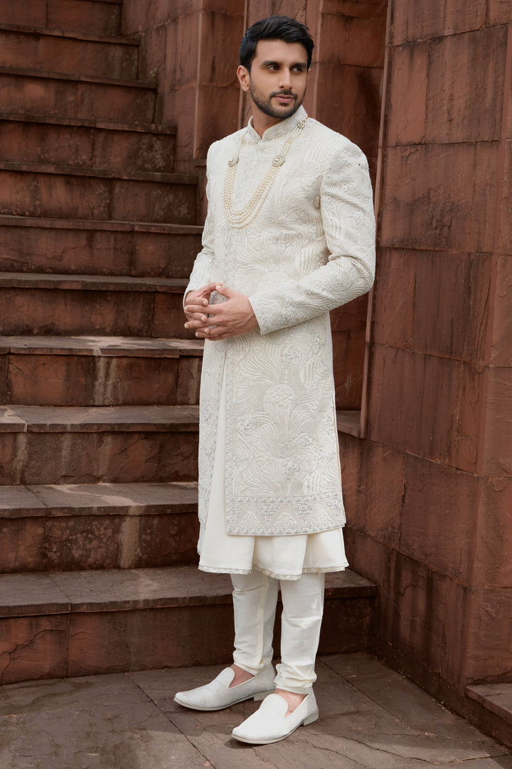 Gilded Abstract Silk Sherwani