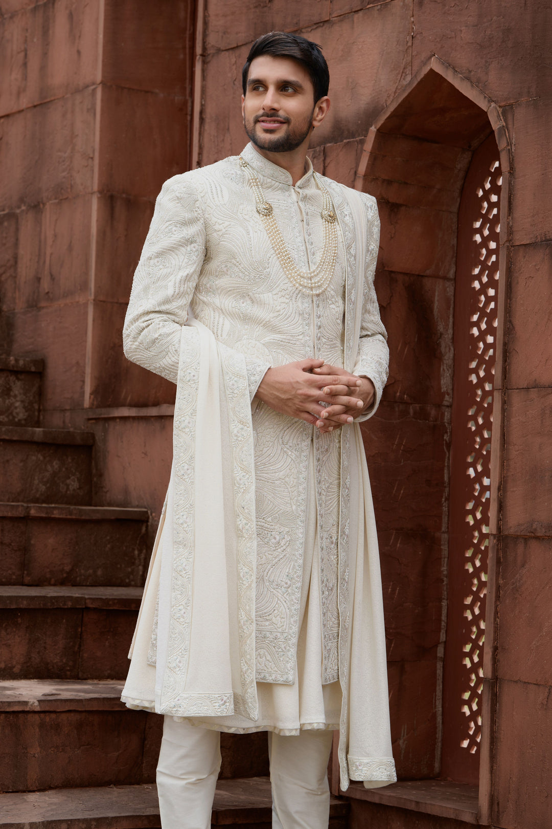 Gilded Abstract Silk Sherwani