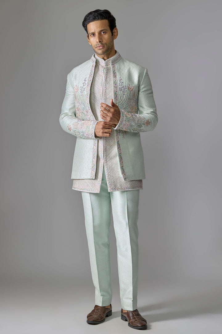 Mint Silk Textural Indo-Western