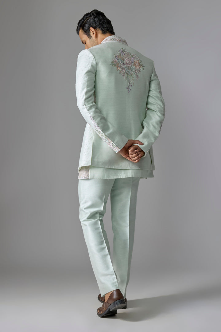 Mint Silk Textural Indo-Western