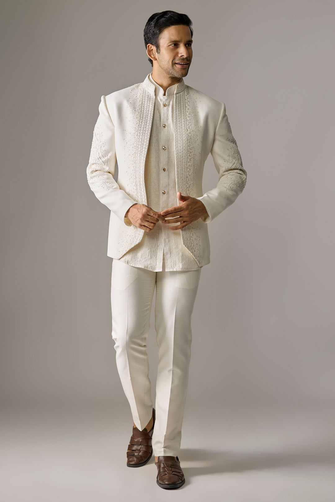 Cream Pearl Surface Indo-Western