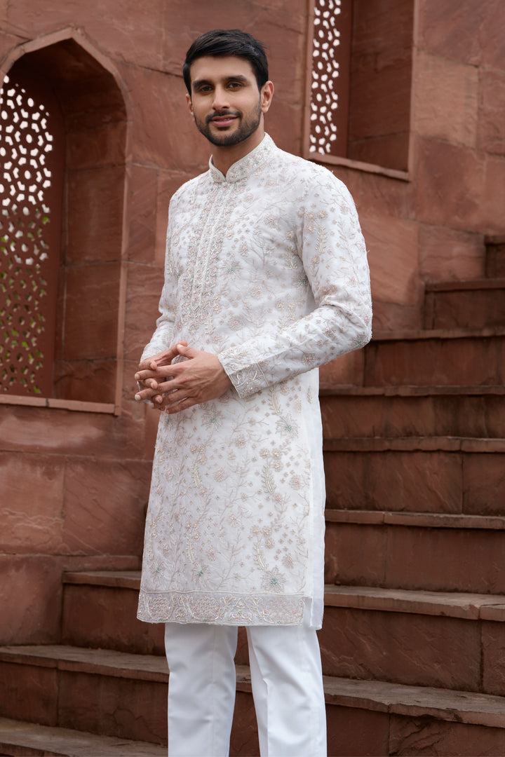 Ivory Blush Organza Sheer Kurta