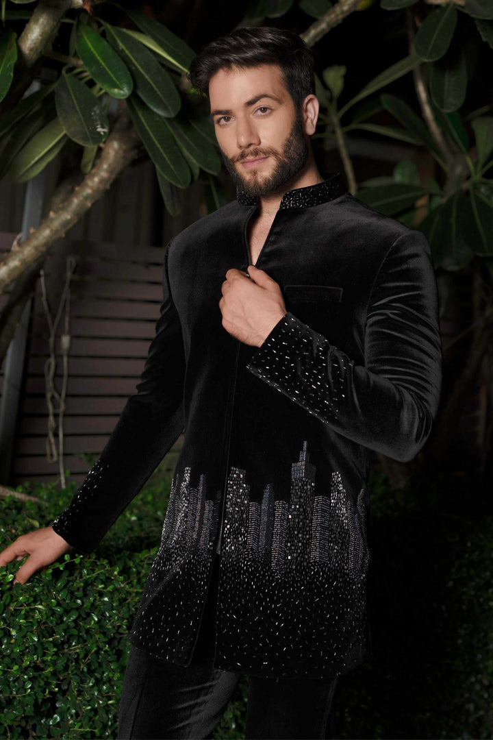 Night Skyline Velvet Indo-Western