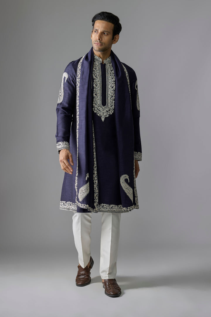 Blue Silk Thread Kurta Set