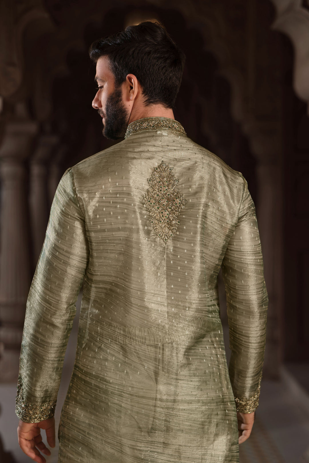 Golden Verdant Banarasi Tissue Kurta