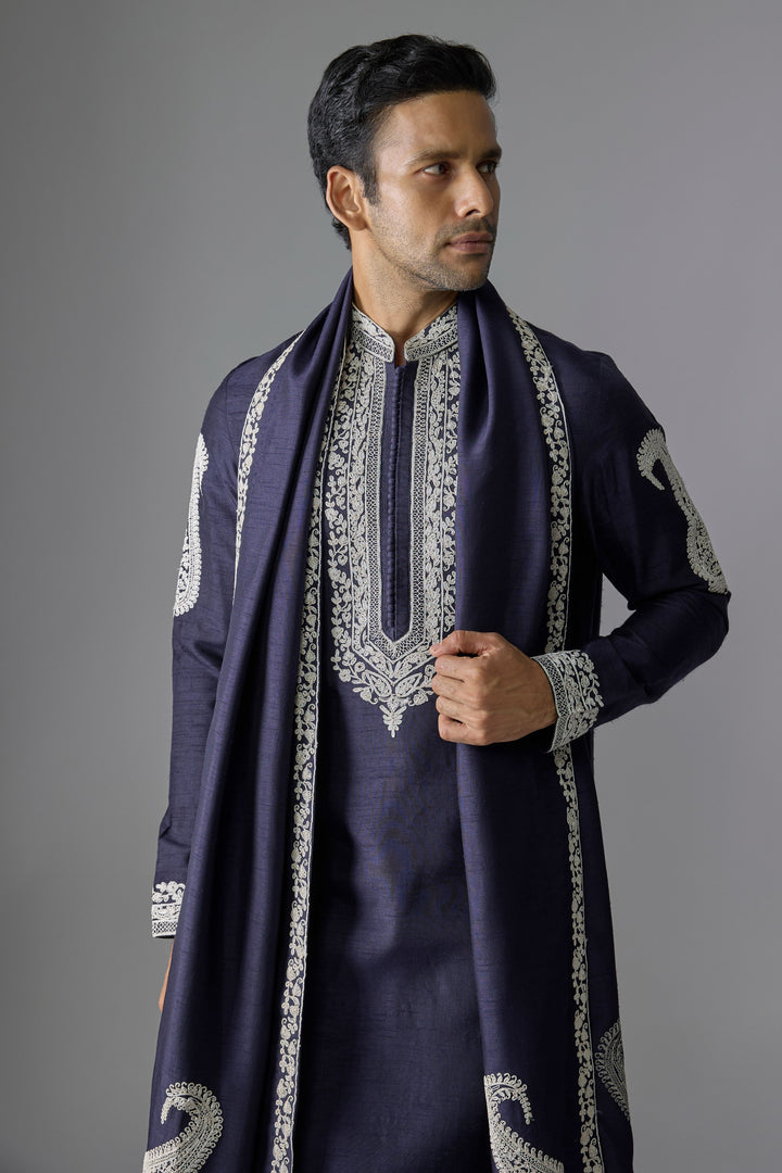 Blue Silk Thread Kurta Set