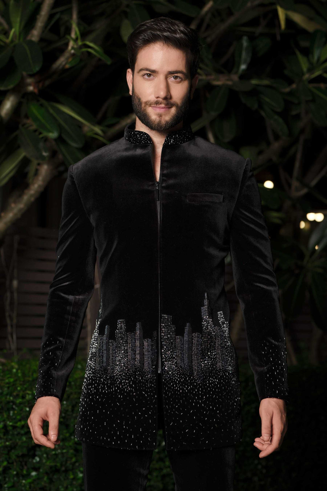 Night Skyline Velvet Indo-Western