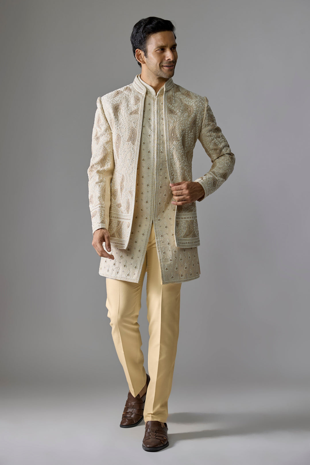 Cream Gold Luminous Indo-Western