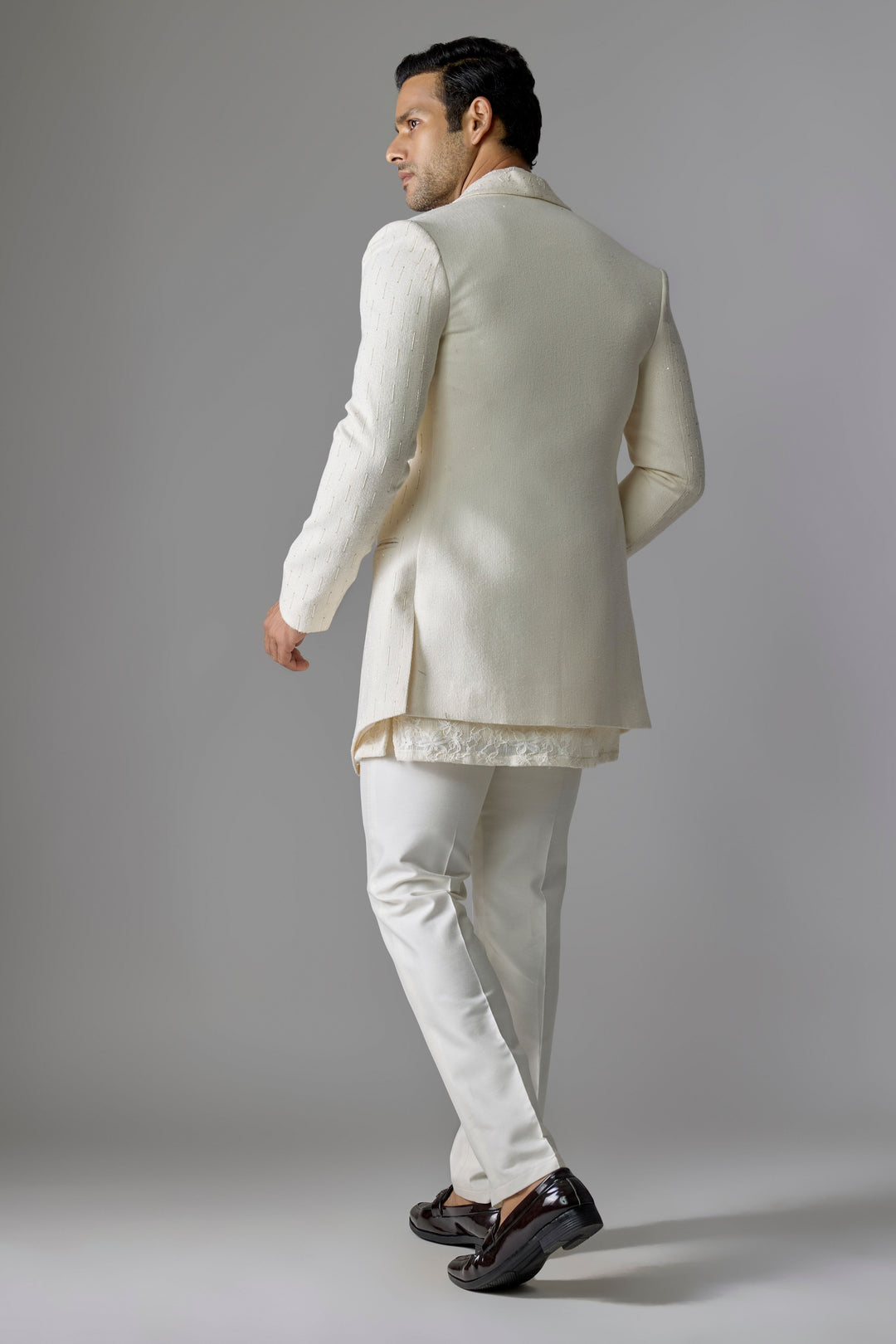 Cream Cutdana Textured Indo-Western