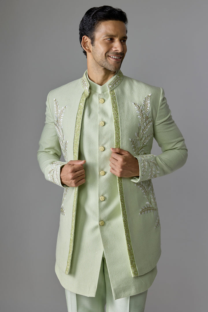 Green Pearl Thread Indo-Western