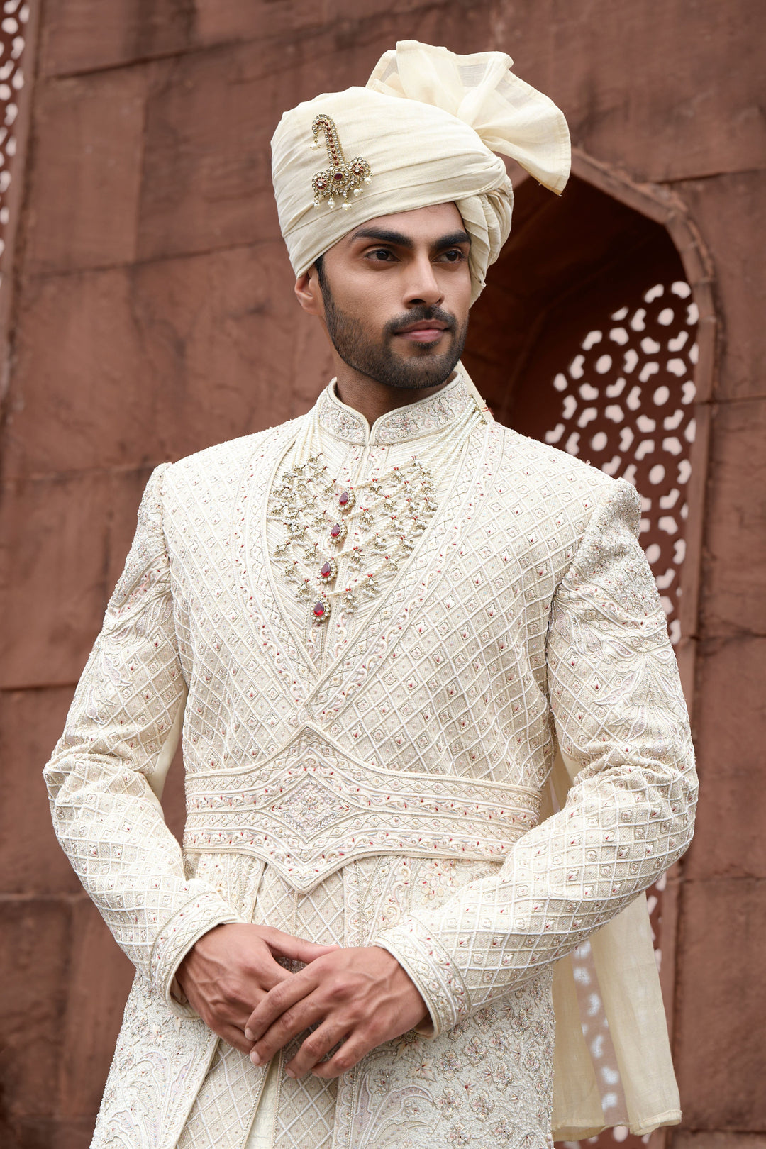 Regal Red Highlight Sherwani