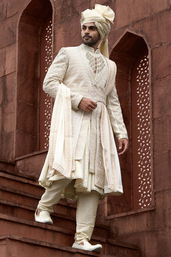 Regal Red Highlight Sherwani