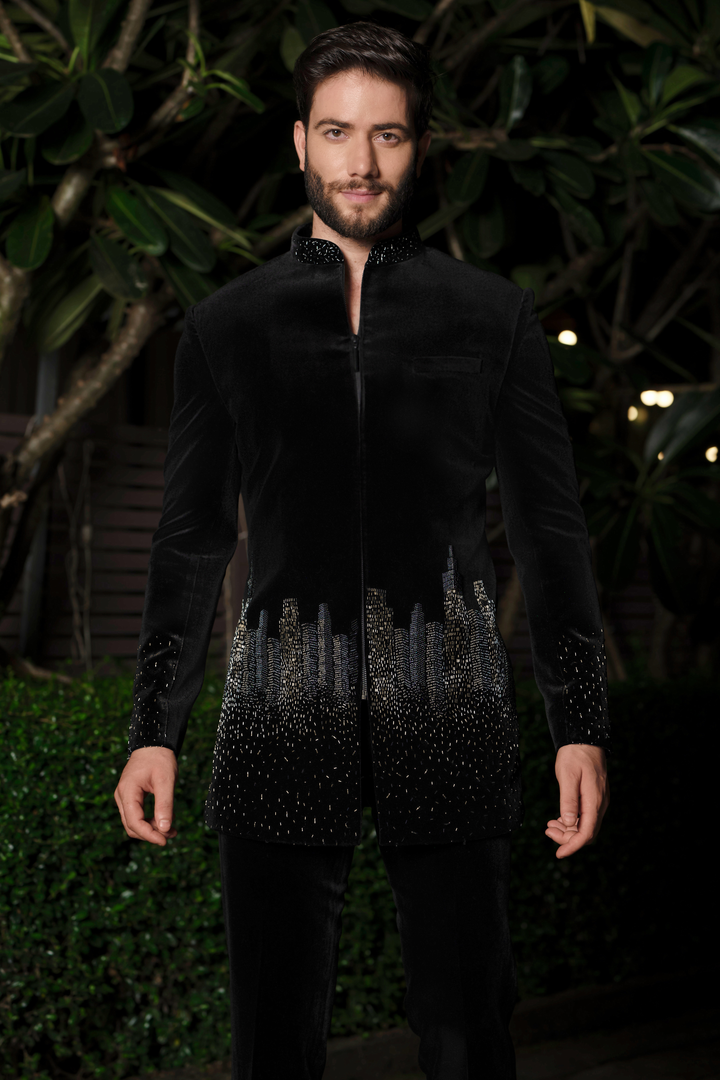 Night Skyline Velvet Indo-Western