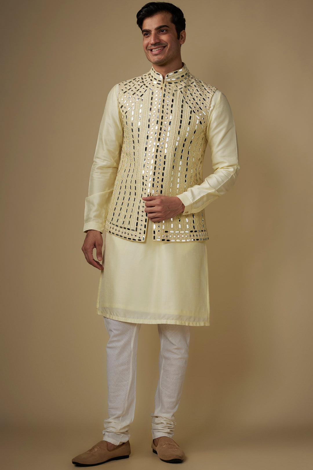 Golden Glow Bundi Kurta Set