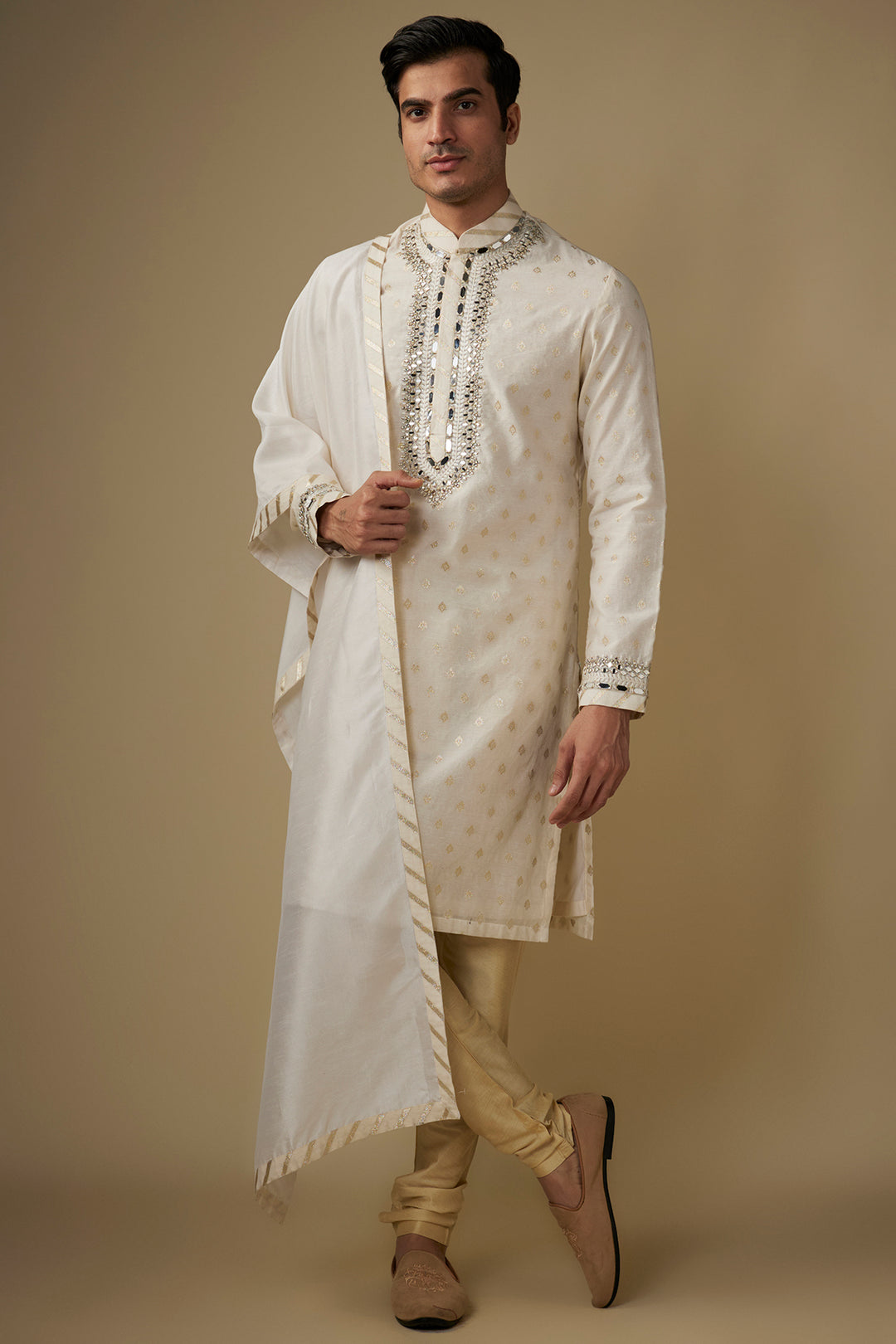 Glimmering Cream Kurta & Dupatta Set