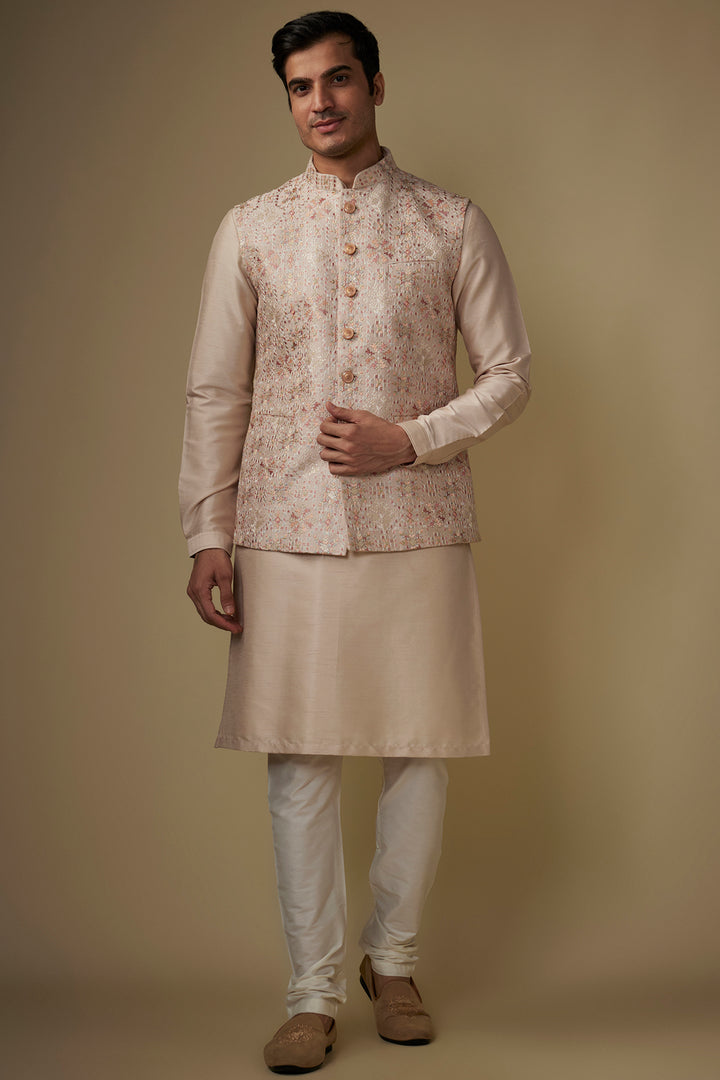 Silken Fawn Bundi Kurta Set