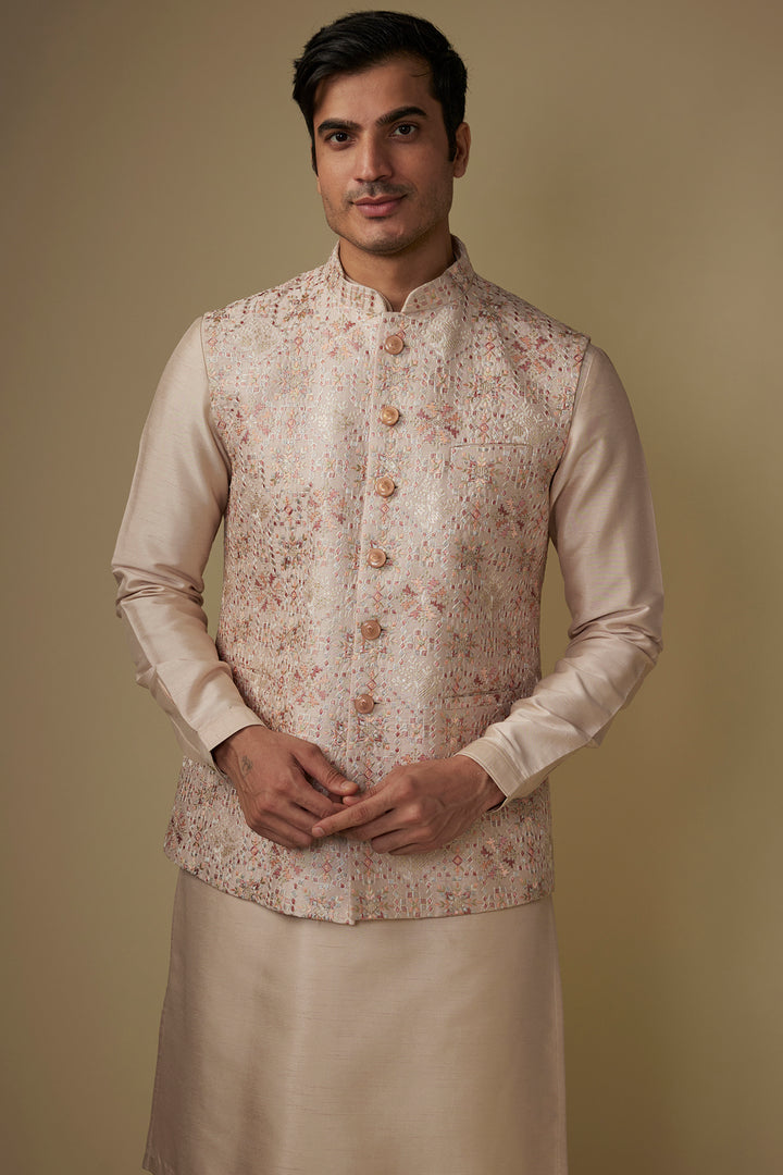 Silken Fawn Bundi Kurta Set