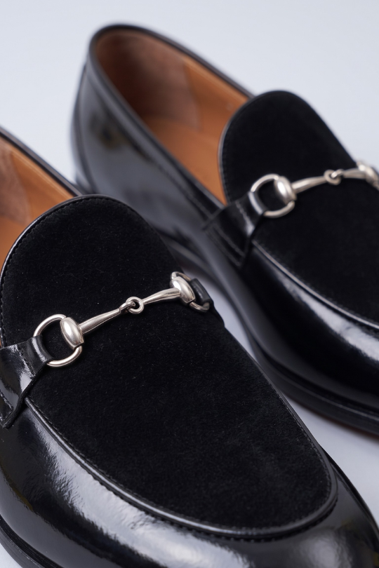 Black Leather and Suede Loafers