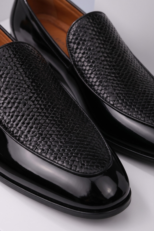 Black Classic Weave Loafers
