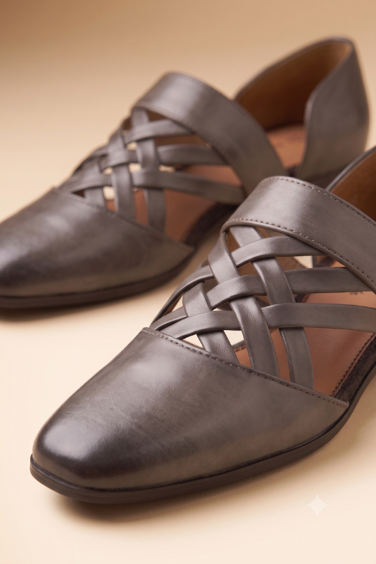 Tan Cross Strap Loafers