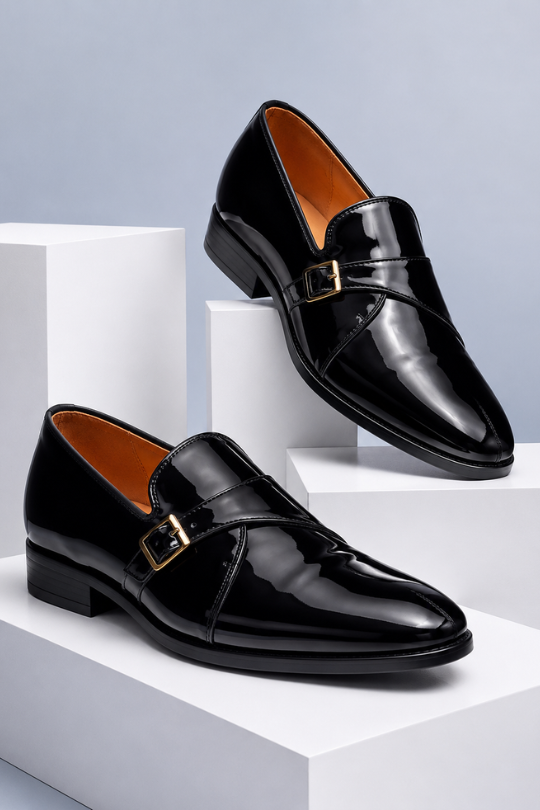 Sleek Gold Buckle Shoes